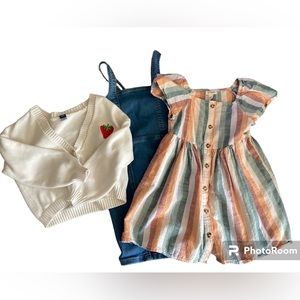 Cat and Jack dresses and Old Navy strawberry, print cardigan